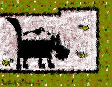 Description: The Black Dog Who Came For A Drink